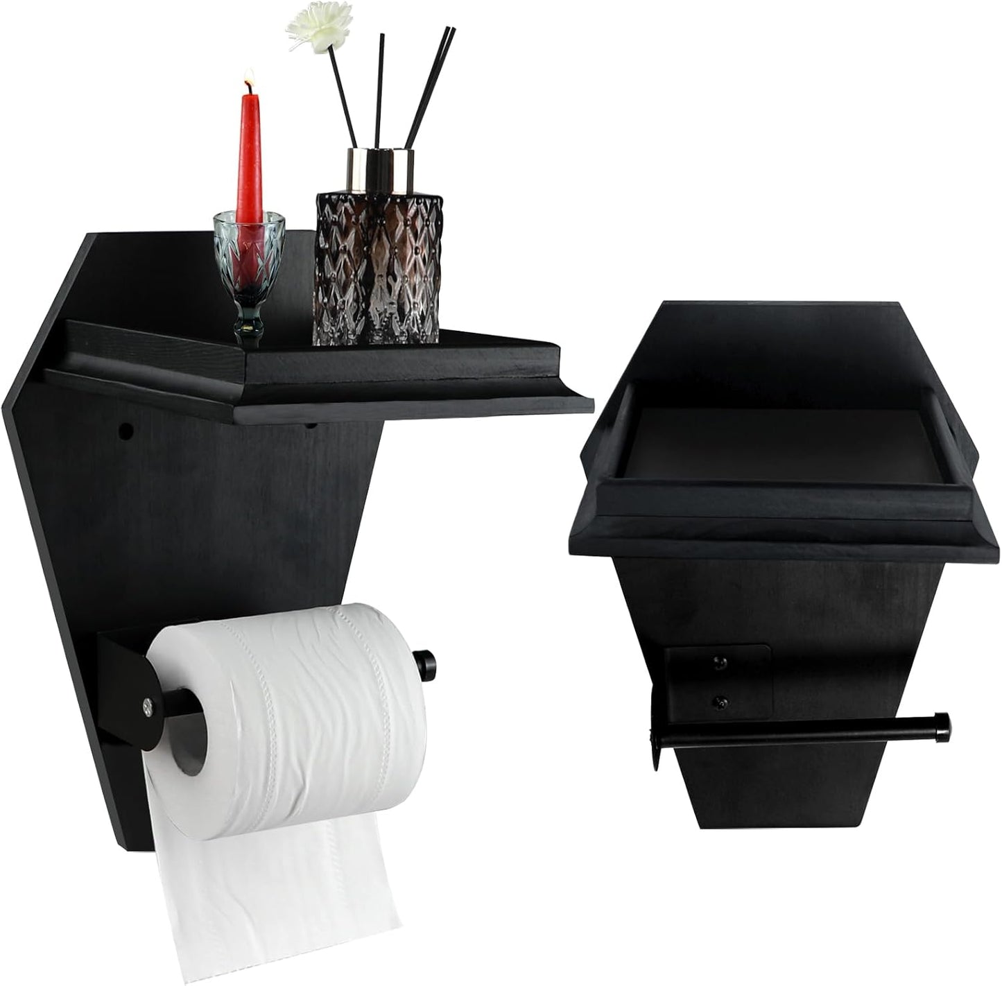 Coffin Toilet Paper Holder with Shelf