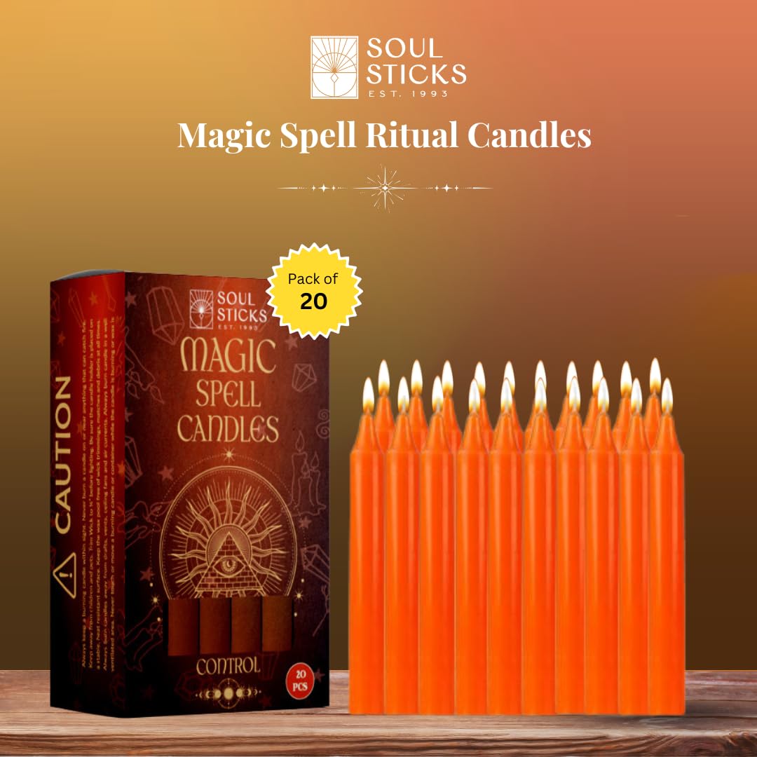 SOUL STICKS Love Magic Spell Chime Taper Candles 20 Pack - Ideal for Altar, Rituals, Ceremonies, Meditation Red Colored Candle for Witchcraft Supplies, Wiccan Supplies and Tools, Candle Clearance