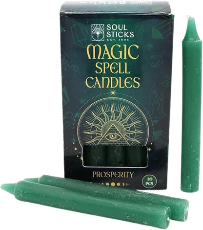 SOUL STICKS Love Magic Spell Chime Taper Candles 20 Pack - Ideal for Altar, Rituals, Ceremonies, Meditation Red Colored Candle for Witchcraft Supplies, Wiccan Supplies and Tools, Candle Clearance