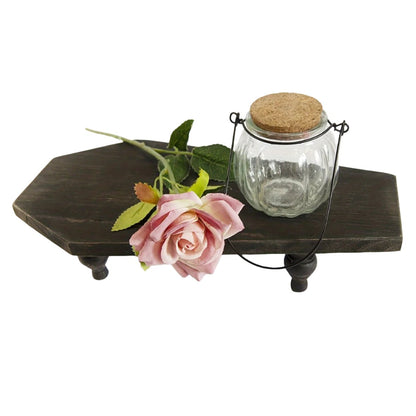 Vintage Coffin Wooden Tray with 4 Turned Legs