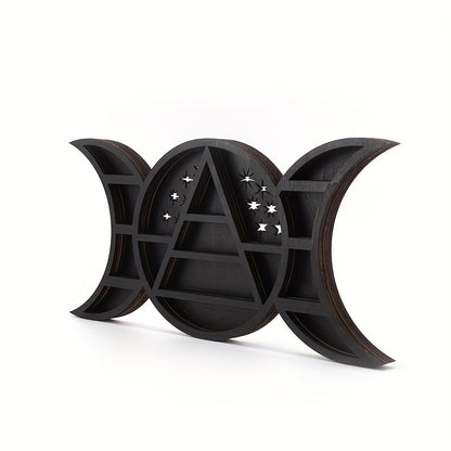 Triple Moon Wooden Shelf