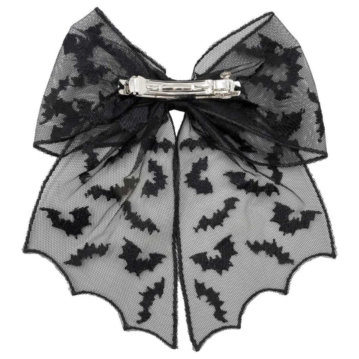 Black Bat Lace Hair Bow