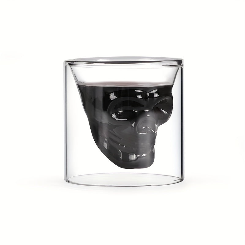 Skull Decanter Set with 2 Glasses And Wooden Base