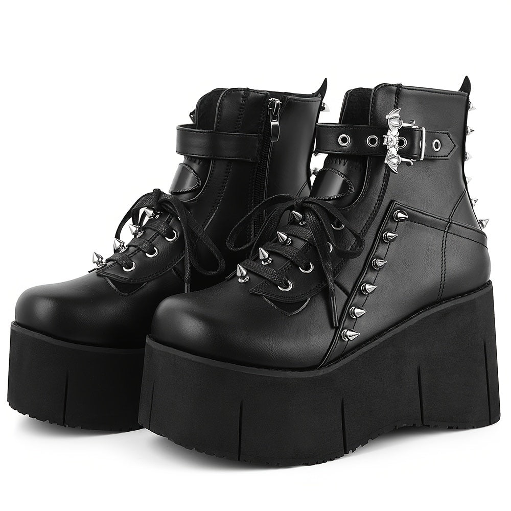 Punk Bat Wedge Platform Boots