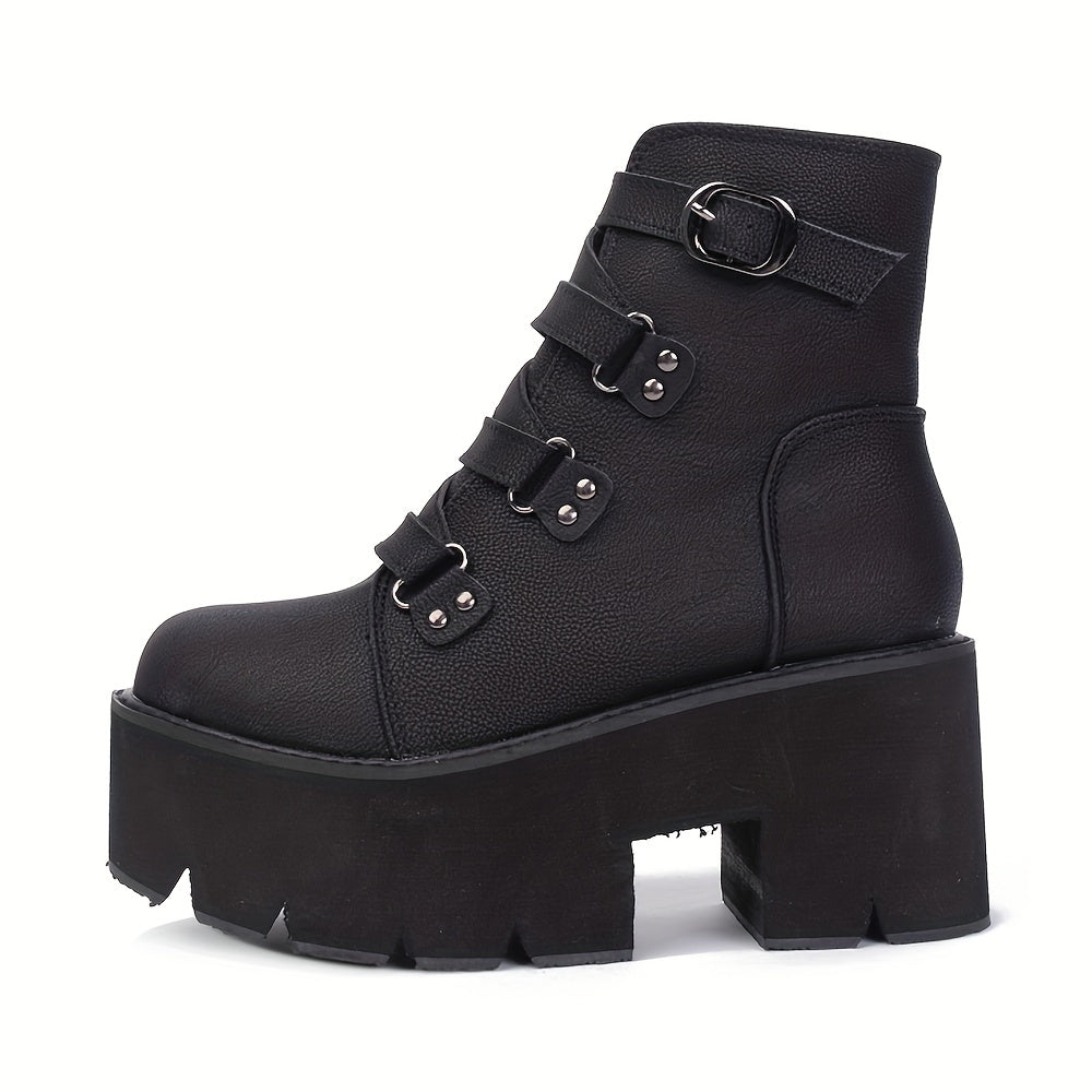 Black Ringed Platform Boots