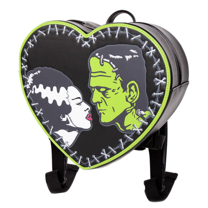 Bride of Frankenstein & Frankenstein Monster Heart Shaped Backpack