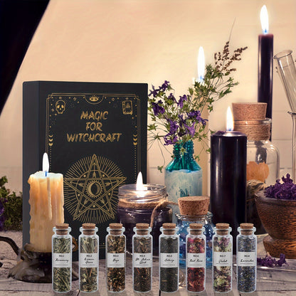 30 Pcs Dried Herbs And 1 Crystal Spoon Kit For Beginners: Witchcraft Kit