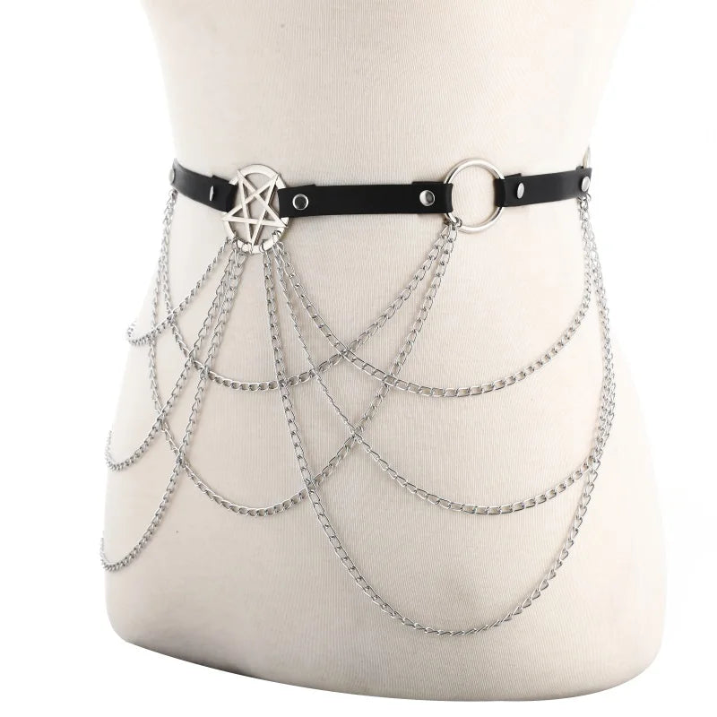 Pentagram Layered Goth Belt