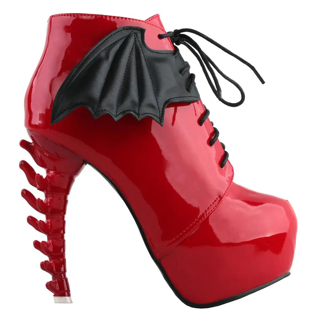 Bat Wing Bone Heel Boots