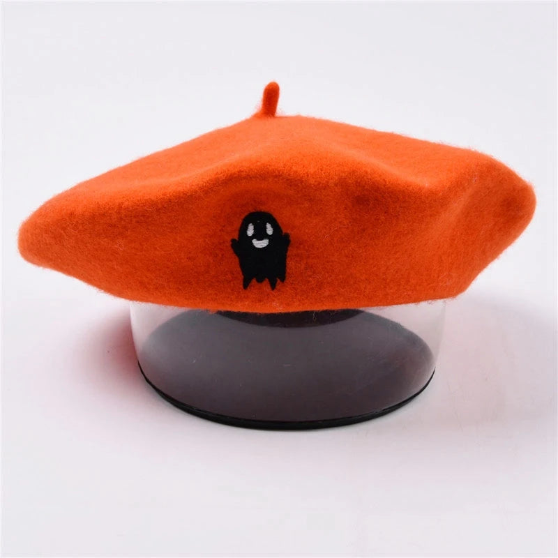 White Ghost Beret Hat