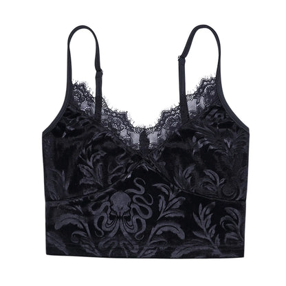 Dark Goth Velvet Occult Lace Cami Crop Top