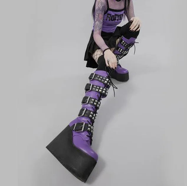 Purple Punk Platform Boots