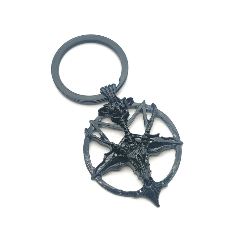 Baphomet Pentagram Keychain