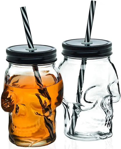 Skull Glass Mason Jar Cup