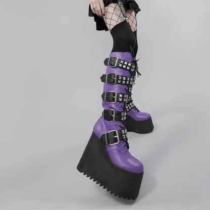 Purple Punk Platform Boots