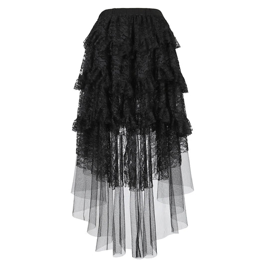 Long Gothic Victorian Black Lace Skirt