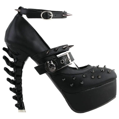 Punk Black Bone Heels