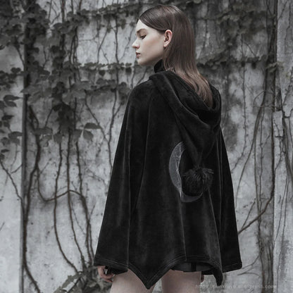 Moonlight Dark Velvet Embroidered Cloak