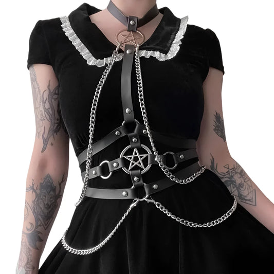 Pentacle Layered Goth Body Harness