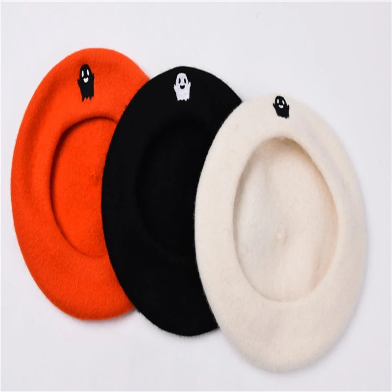 White Ghost Beret Hat