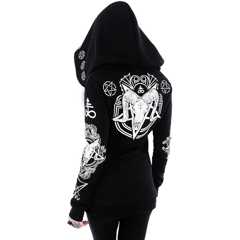 Baphomet Sigil Zip Up Hoodie