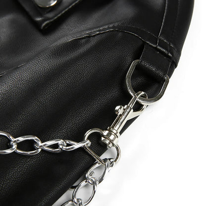 Chained Arm Faux Leather Cropped Jacket