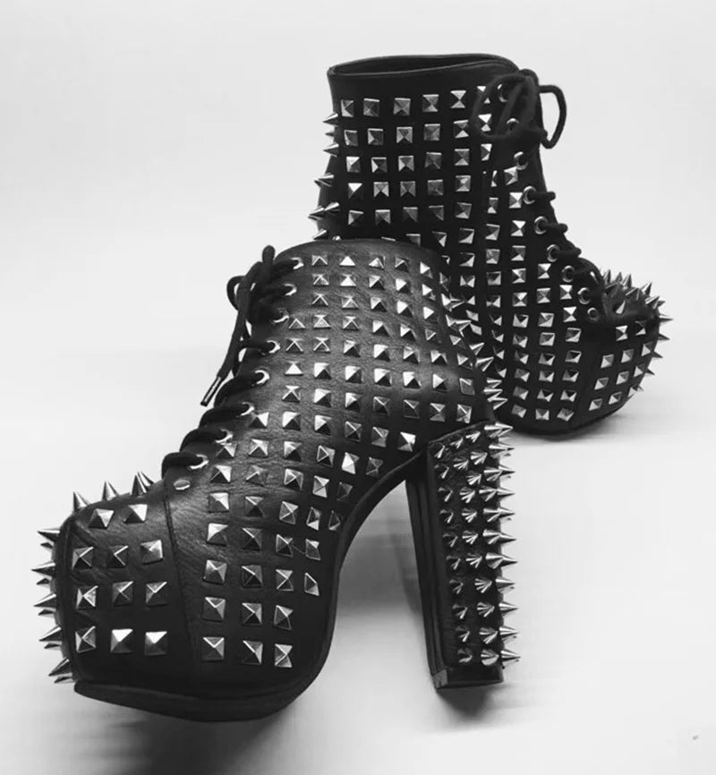 A Walk With Danger Studded High Heel Boots