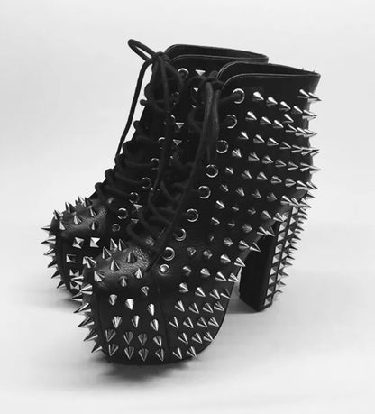 A Walk With Danger Studded High Heel Boots