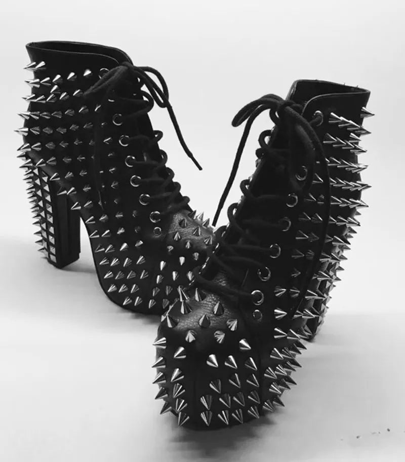 A Walk With Danger Studded High Heel Boots