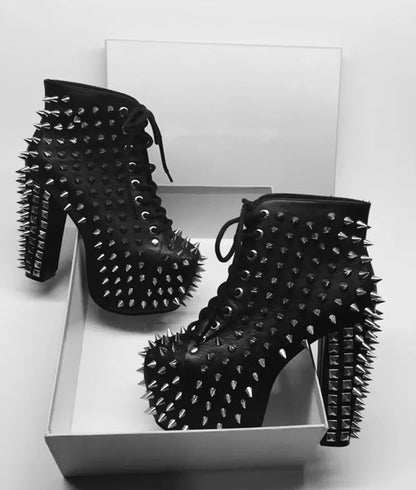 A Walk With Danger Studded High Heel Boots