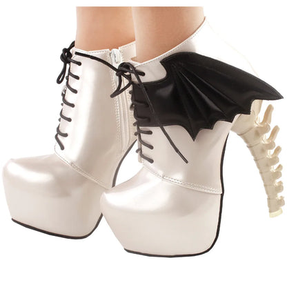 Bat Wing Bone Heel Boots