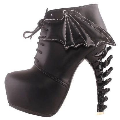 Bat Wing Bone Heel Boots