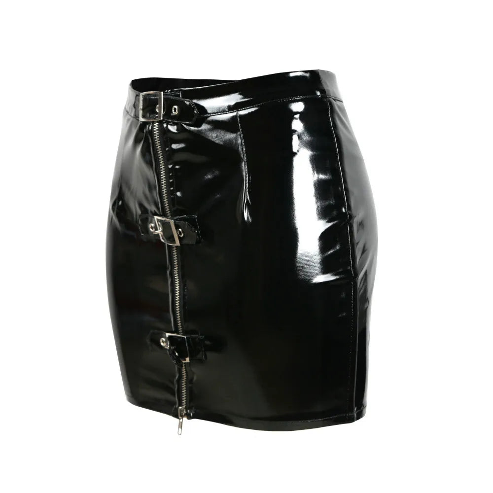 Night Mistress Wet Look Skirt