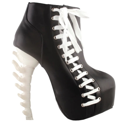 Punk Two Tone Lace up Zip High-top Bone Platform Ankle Boots