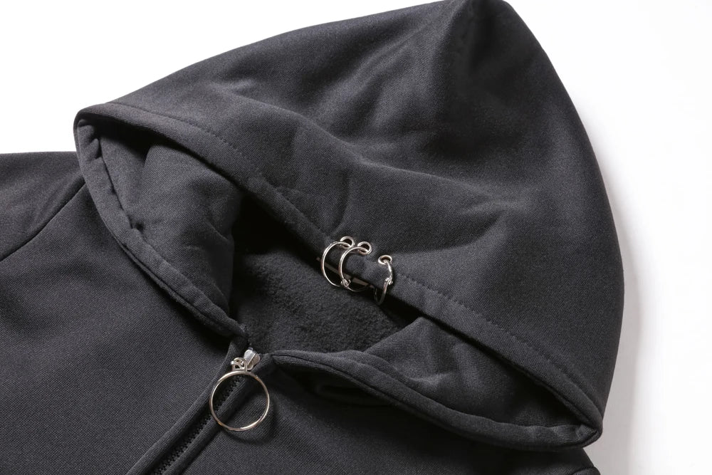 Punk Iron Ring Zip Up Hoodie