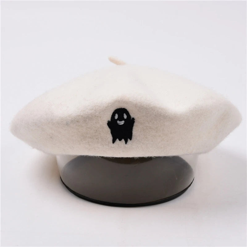 White Ghost Beret Hat