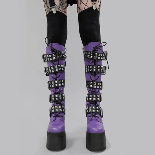 Purple Punk Platform Boots