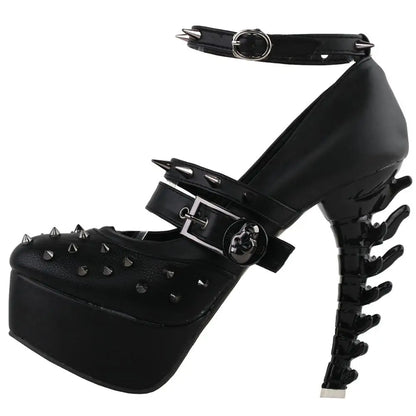 Punk Black Bone Heels