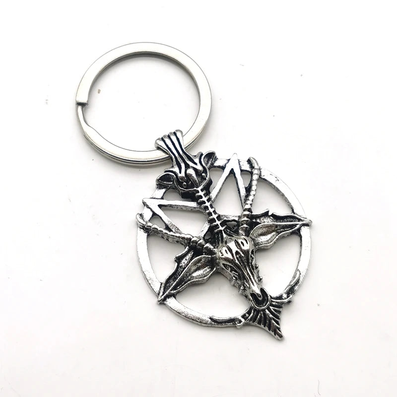 Baphomet Pentagram Keychain