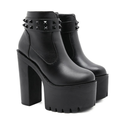 Gothic Black Studded Ankle Boots