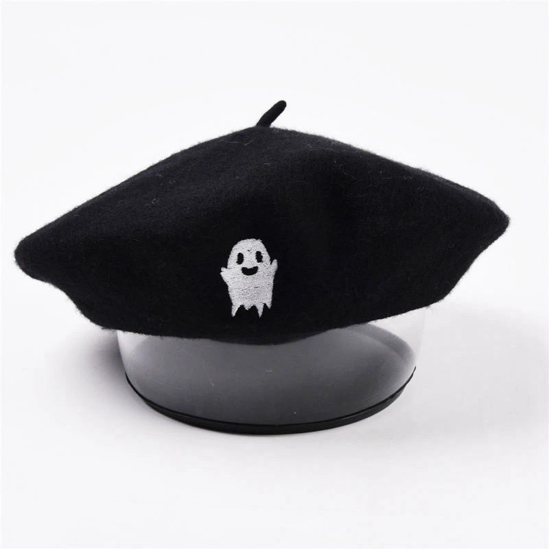 White Ghost Beret Hat