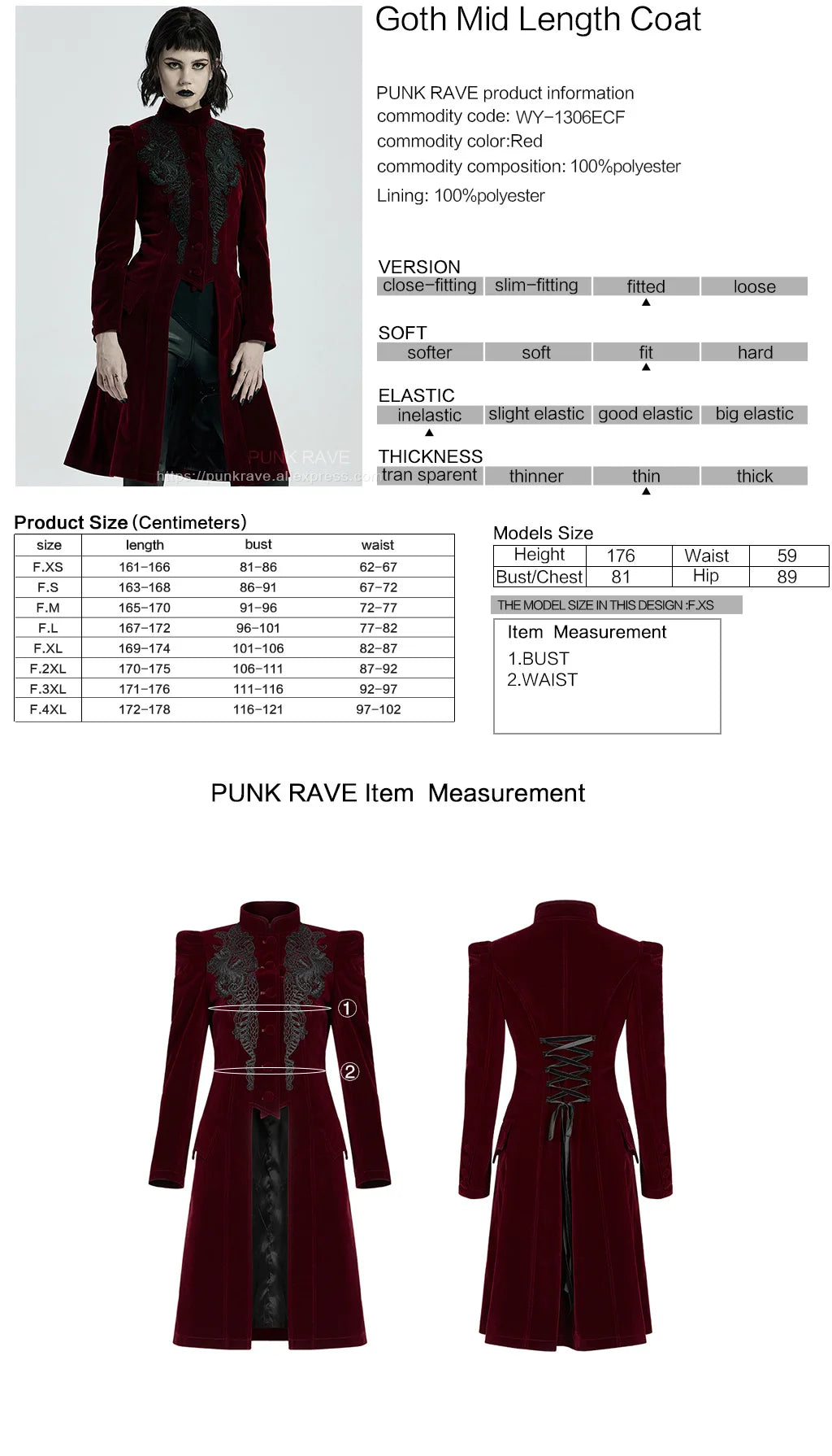 Gothic Victorian Mid Length Velveteen Slim Fit Coat