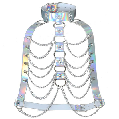 Iridescent Chain Layered Chest Harness