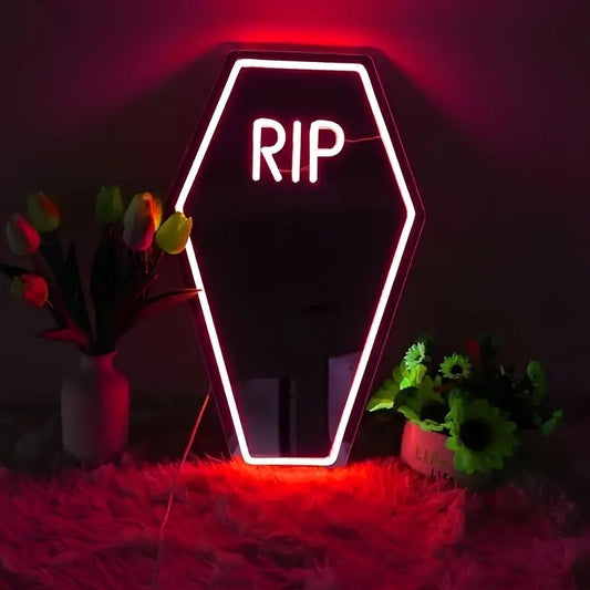 Neon LED Coffin Mirror