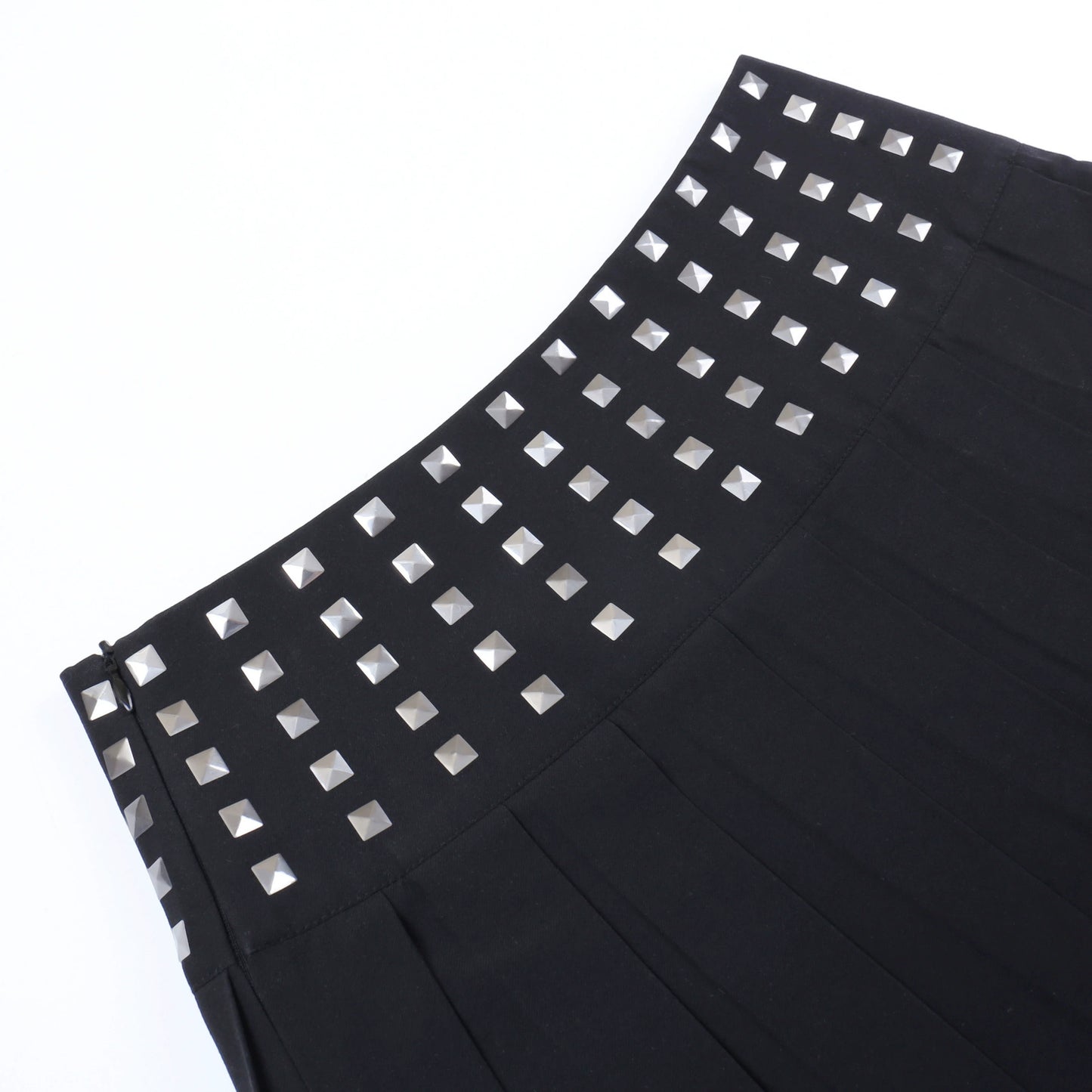 Studded Waist Black Mini Skirt