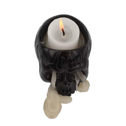 Small Black Skull Candlestick Holder