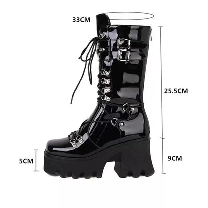 Platform Abstract Lace Punk Boots