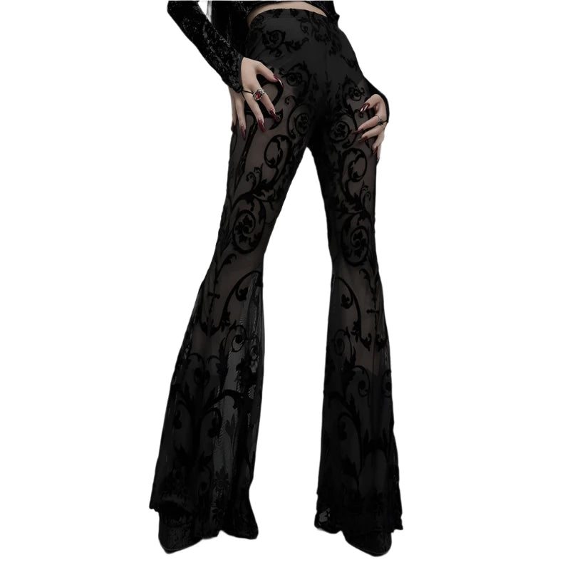 Mesh Occult Black Veil Lace Pants