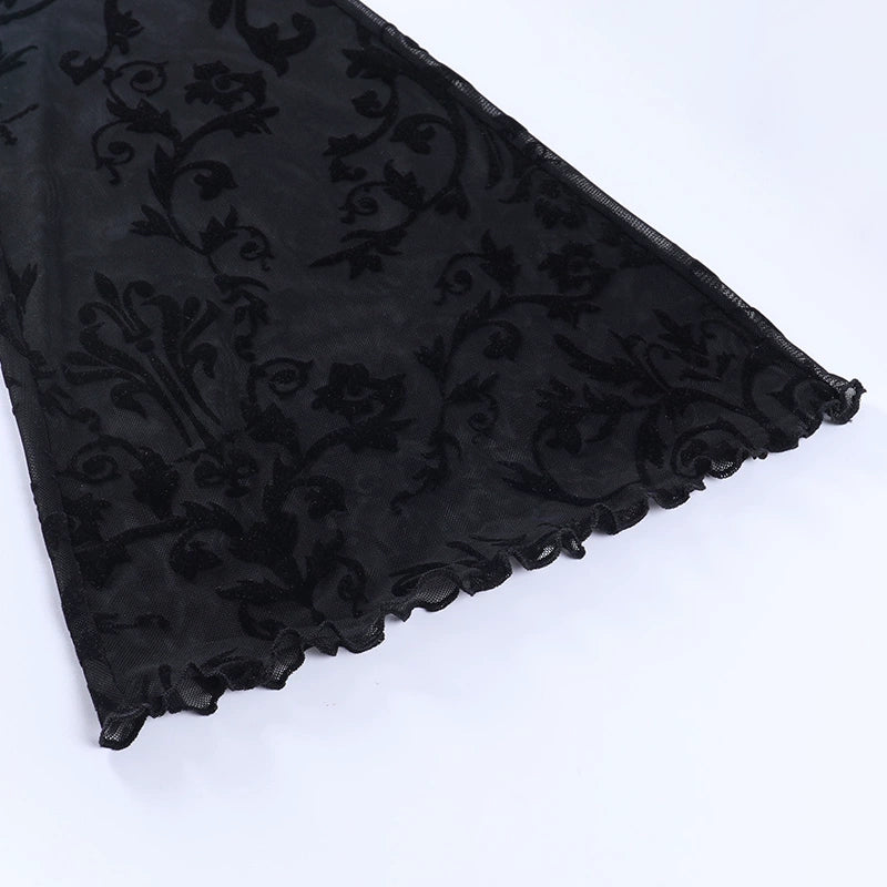 Mesh Occult Black Veil Lace Pants