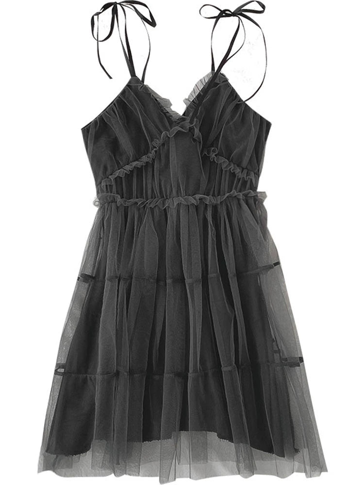 Dark Gray Goth Girl Summer Dress